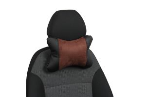 Nakkepute av alcantara Sort+sjokolade