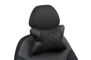 Nakkepute av rutet alcantara Sort