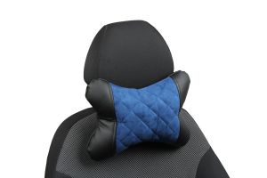 Nakkepute av rutet alcantara Sort+blå