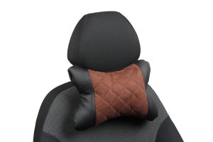 Nakkepute av rutet alcantara Sort+sjokolade