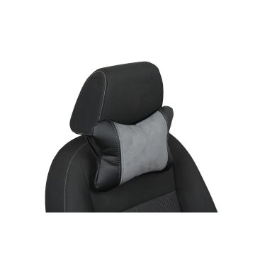 Nakkepute av alcantara Sort+grå