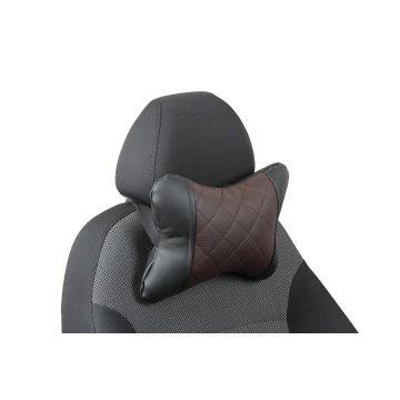 Nakkepute av rutet økolær Sort+sjokolade